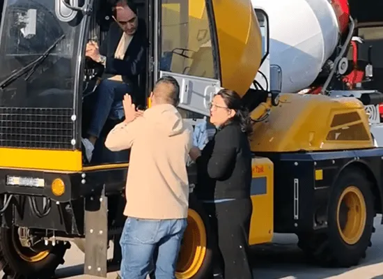 Clients testing self loading concrete mixers