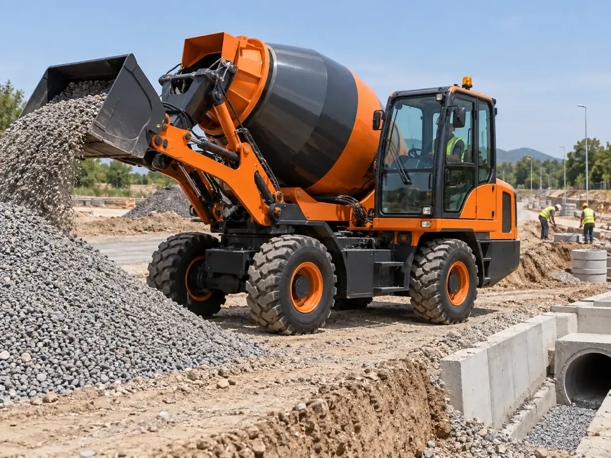 4.0 m3 self loading mixer truck in municipal drainage scene