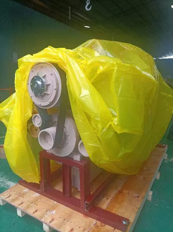 diesel engine shipping wrapped engine yellow cover